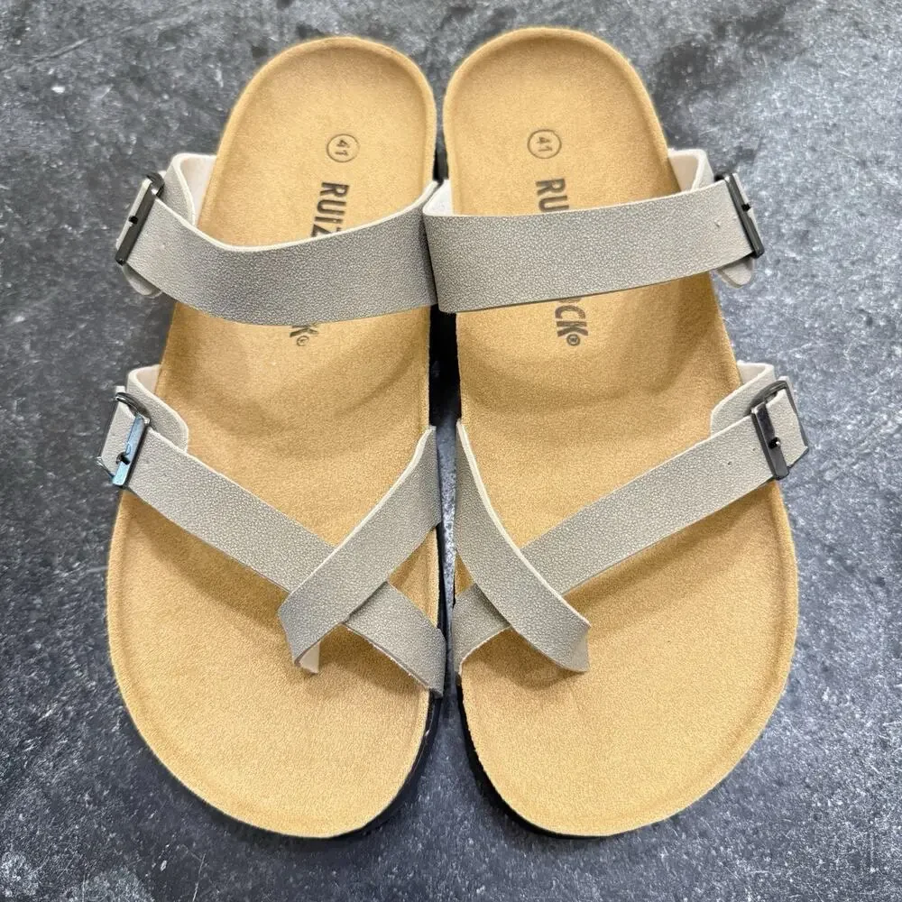 New Ruizustock Mocha Strappy Toe Post Sandals EU 41 US 9